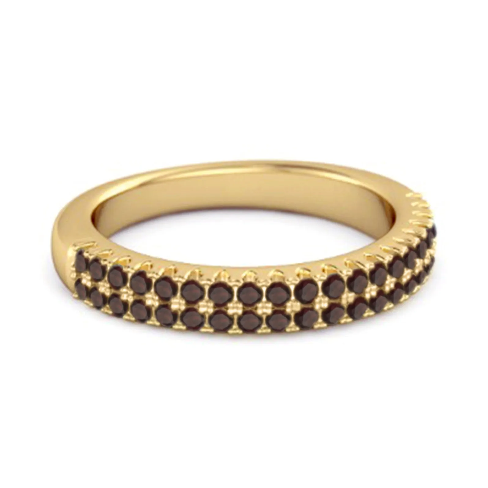 Half Eternity Band Garnet Dual Line Ring 925 Sterling Silver