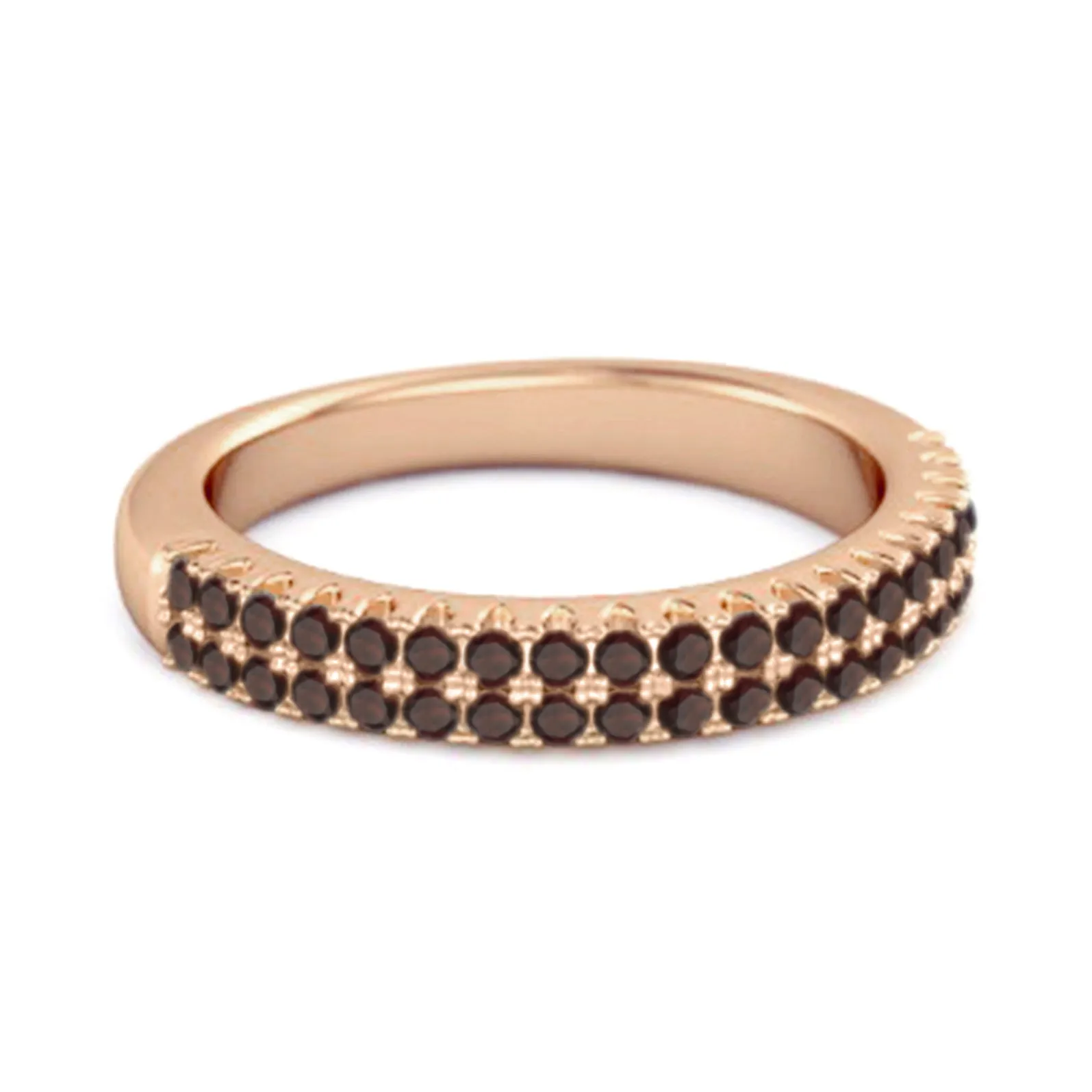Half Eternity Band Garnet Dual Line Ring 925 Sterling Silver