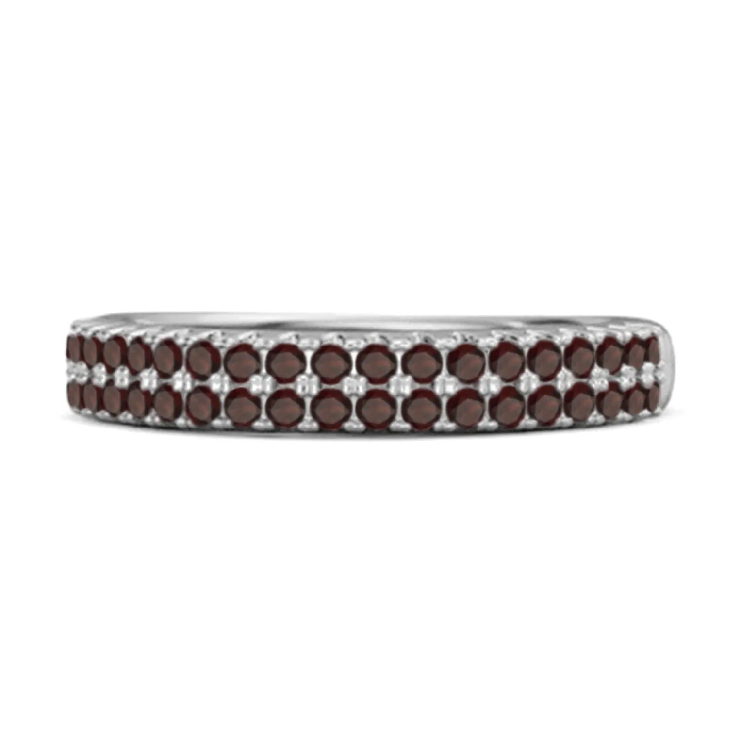 Half Eternity Band Garnet Dual Line Ring 925 Sterling Silver