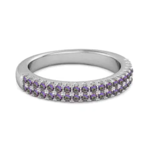 Half Eternity Band Mystic Topaz Dual Line Ring 925 Sterling Silver