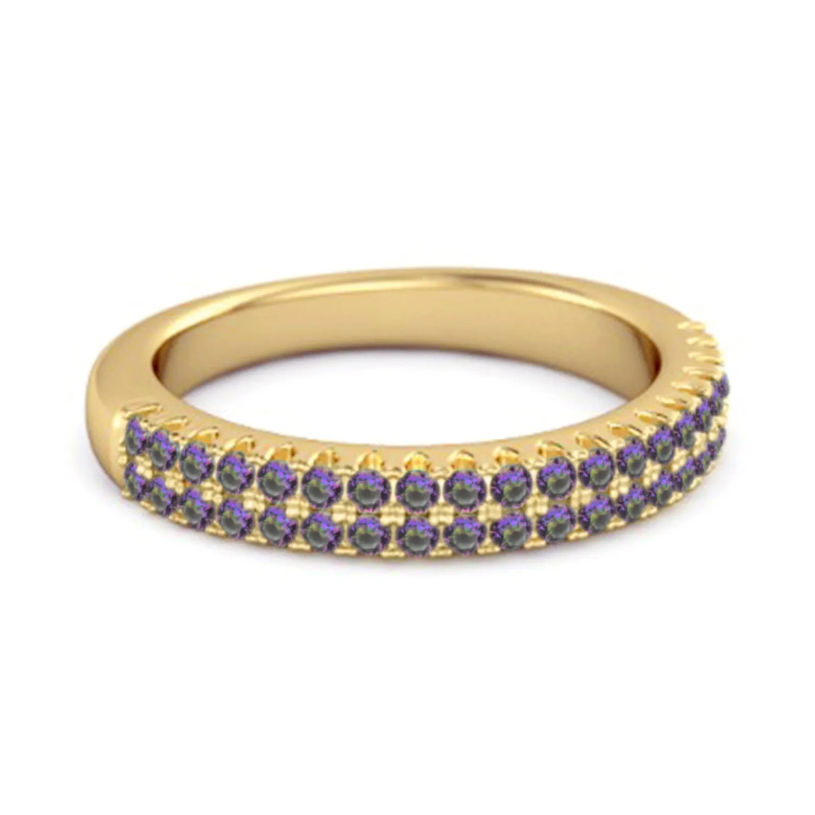 Half Eternity Band Mystic Topaz Dual Line Ring 925 Sterling Silver