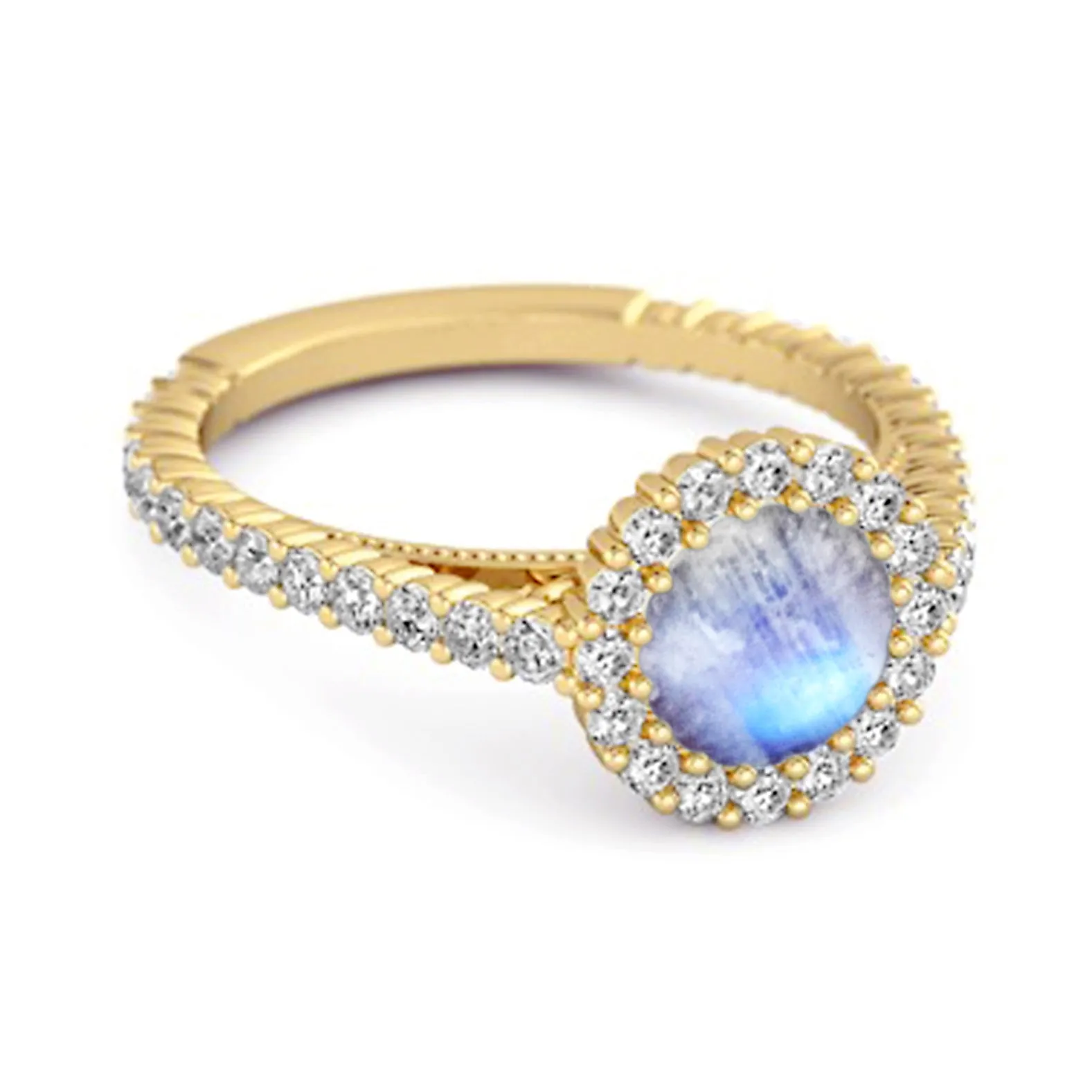 Halo Engagement 925 Sterling Silver 0.50 Ctw Moonstone Stacking Ring