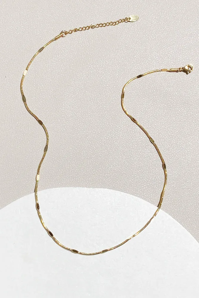 Hammered Snake Chain Necklace (Stainless Steel)