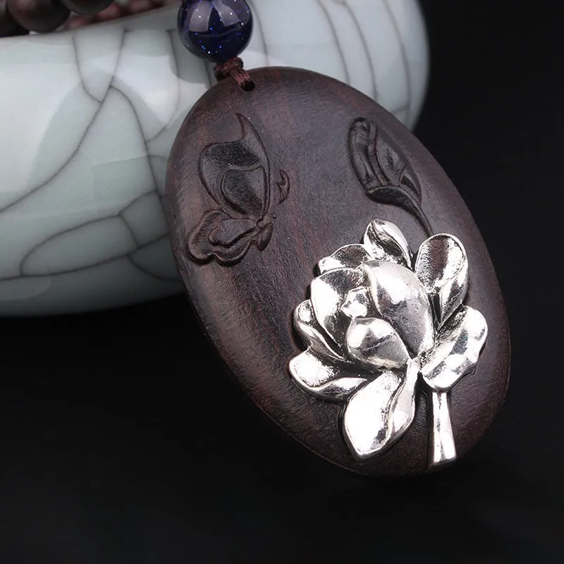 Hand Carved Black Rosewood Necklace