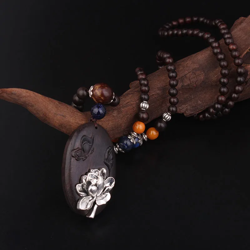 Hand Carved Black Rosewood Necklace