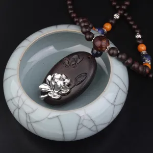 Hand Carved Black Rosewood Necklace