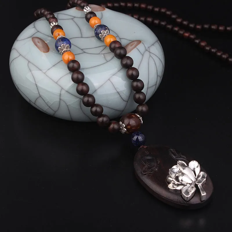 Hand Carved Black Rosewood Necklace