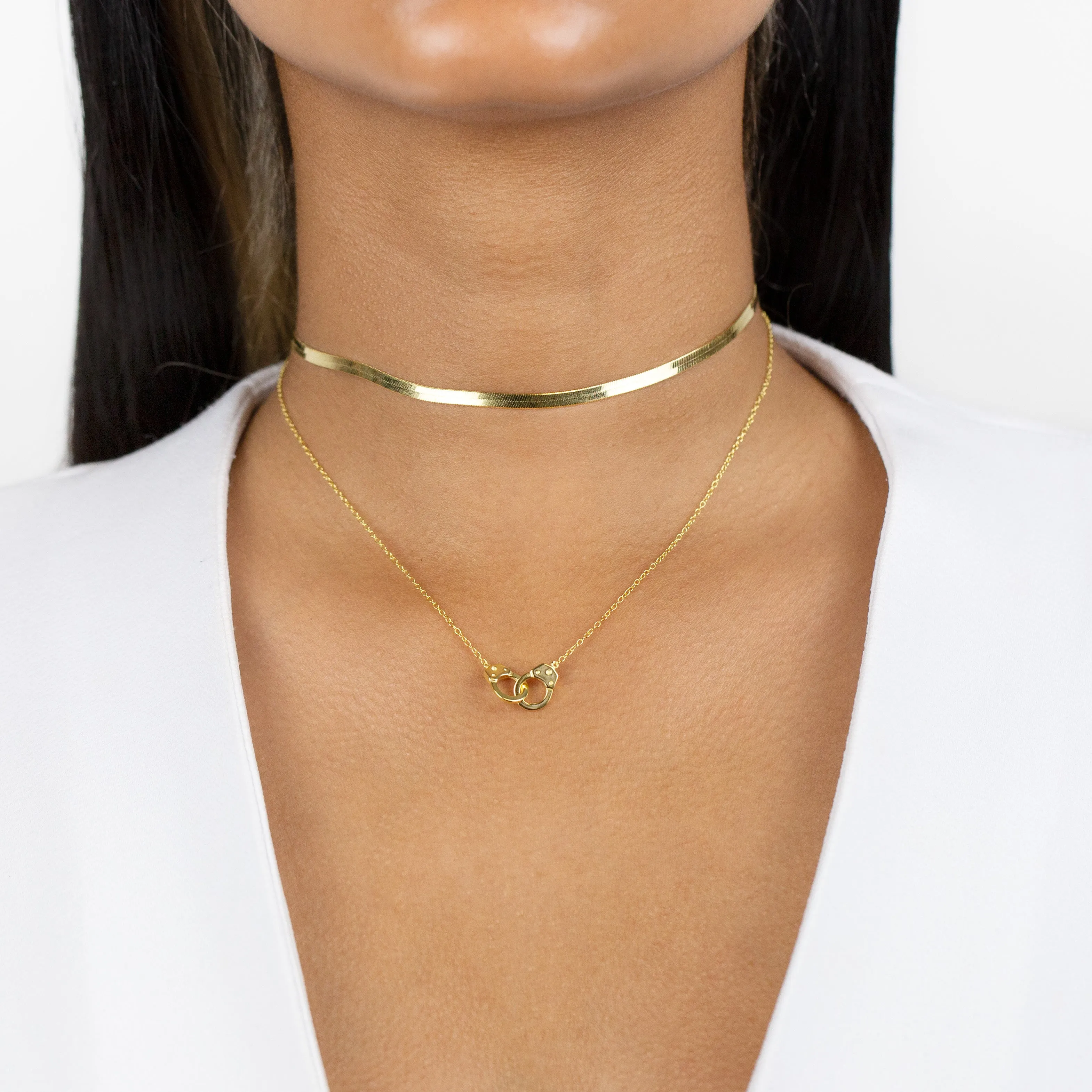 Handcuff X Herringbone Necklace Combo Set
