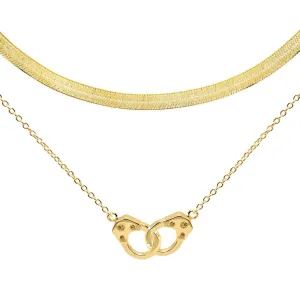 Handcuff X Herringbone Necklace Combo Set