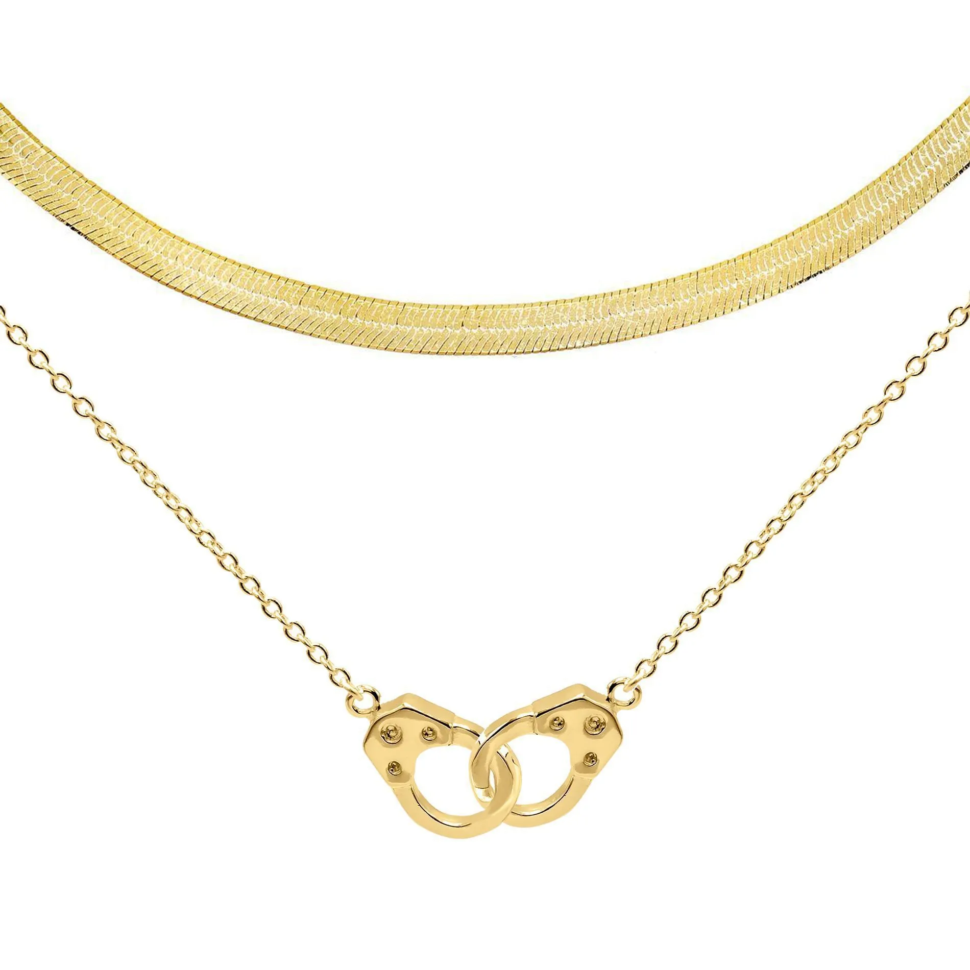 Handcuff X Herringbone Necklace Combo Set