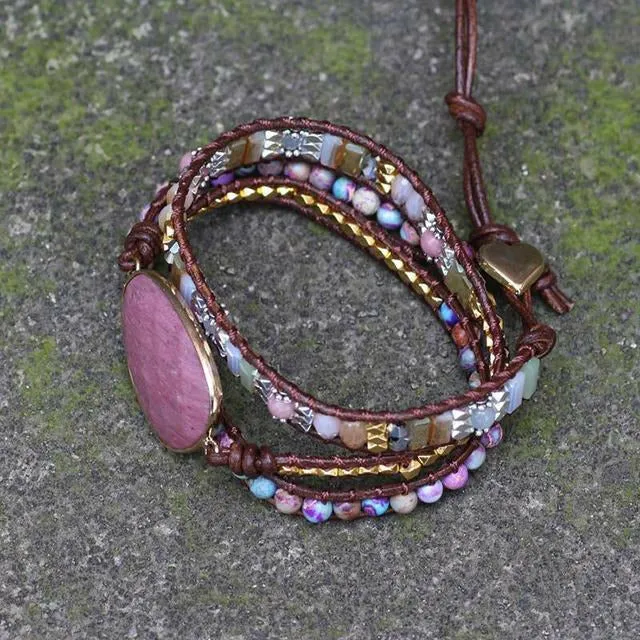 Handmade Boho Colorful Natural Stone Bracelet