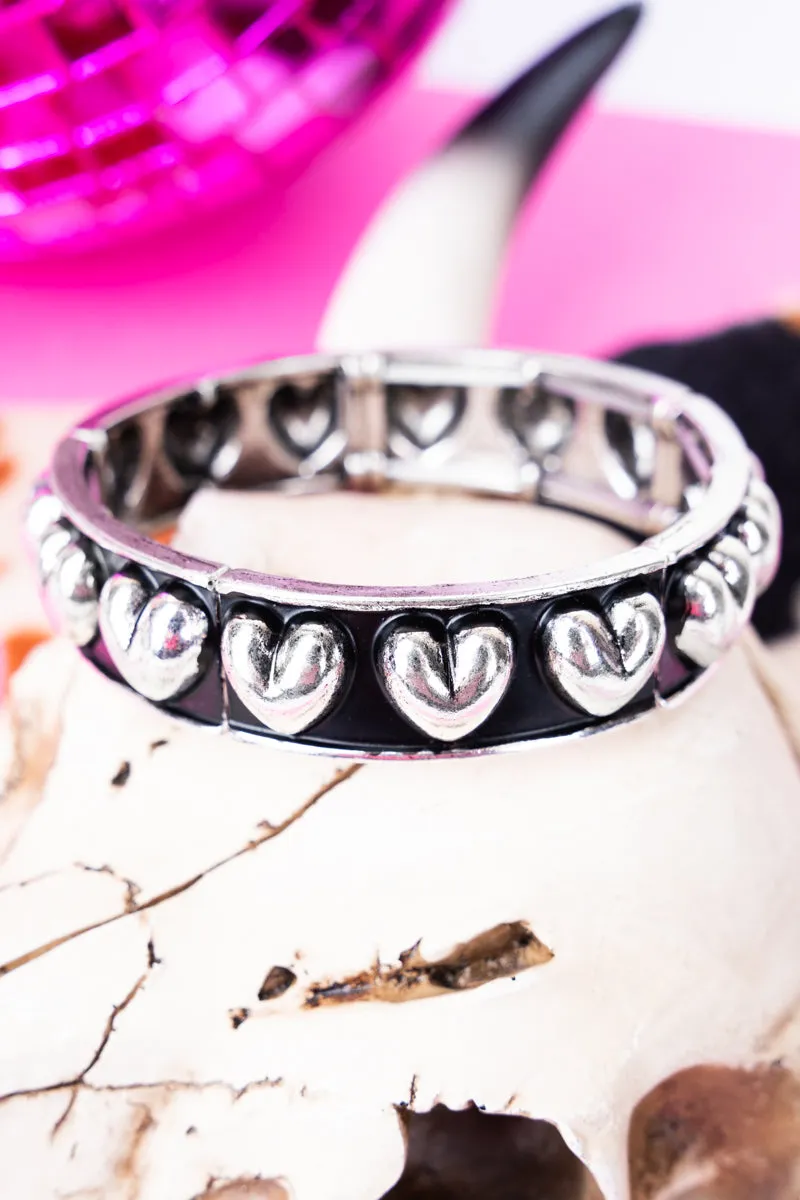 Hatley Heart Silvertone Stretch Bracelet