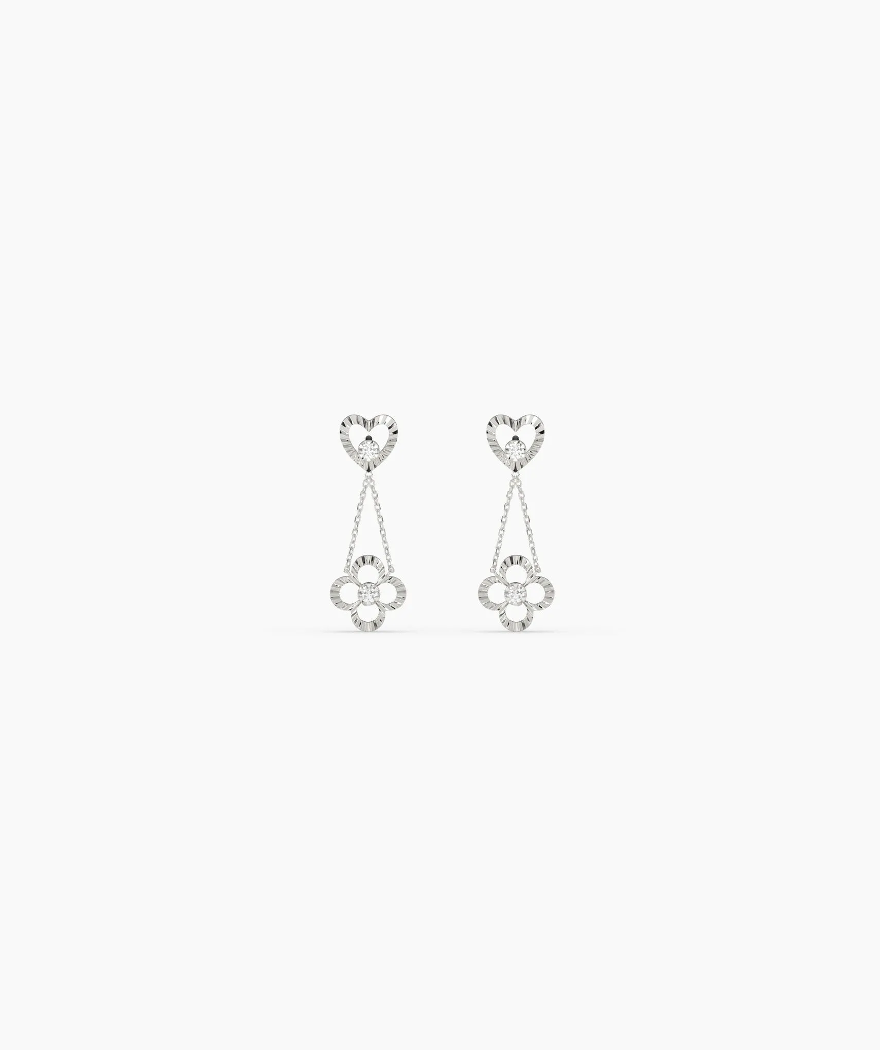 Heart & Flower Drop Earrings