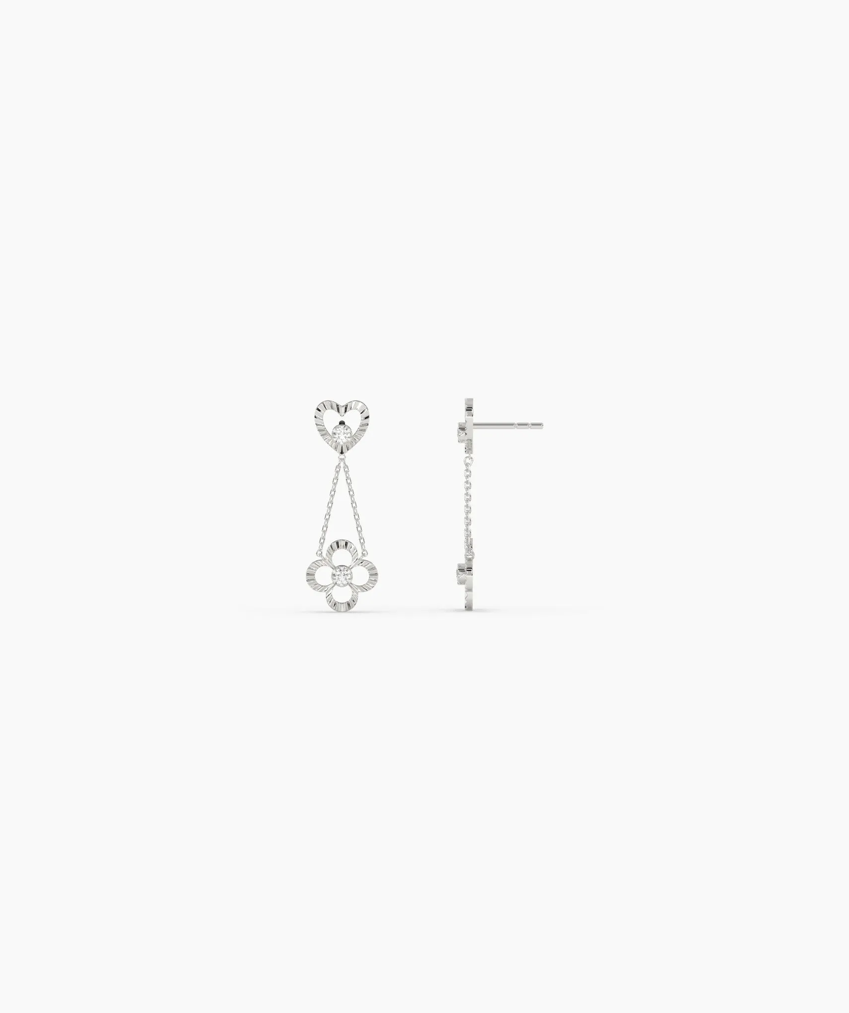 Heart & Flower Drop Earrings