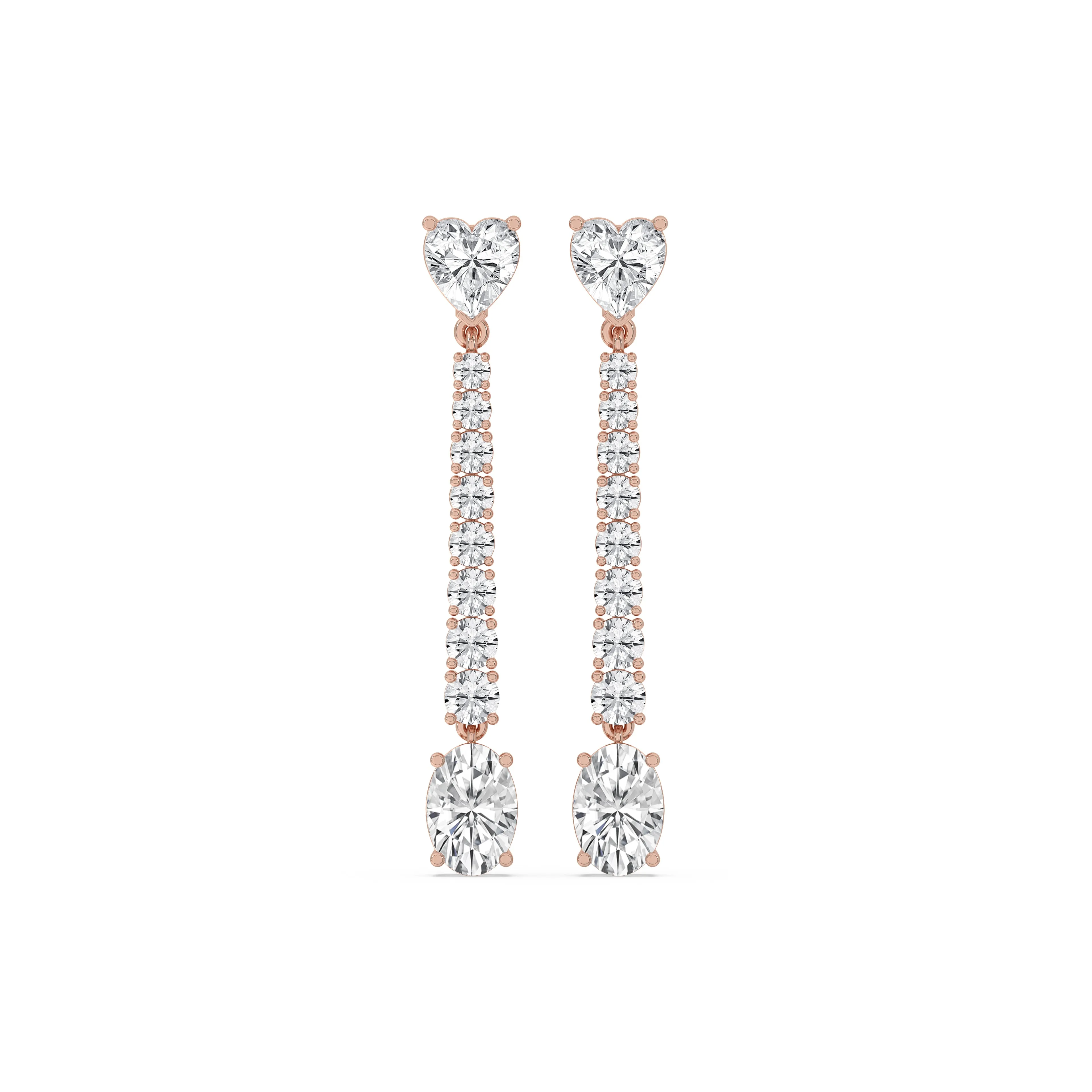 Heart & Oval Drop Earrings