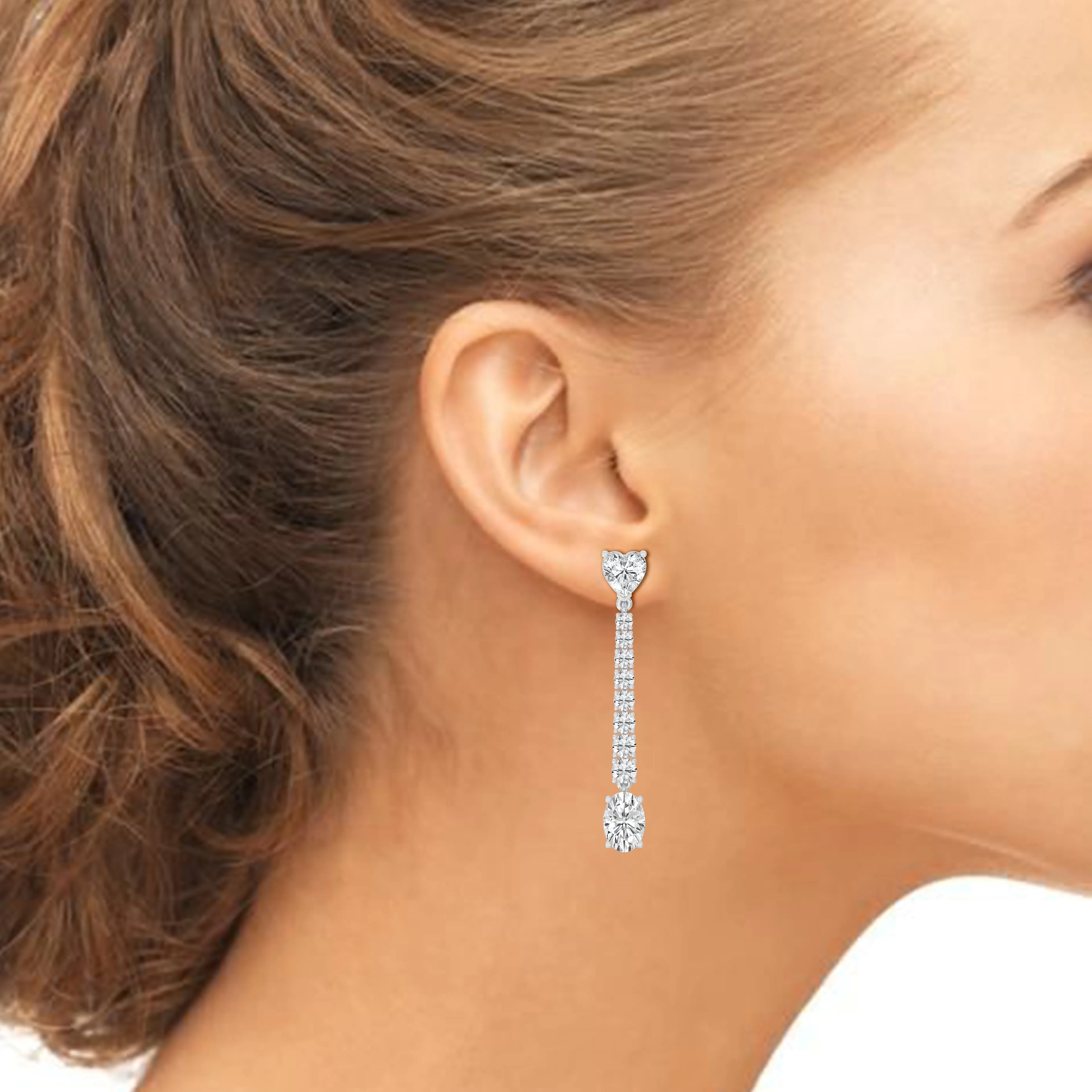Heart & Oval Drop Earrings