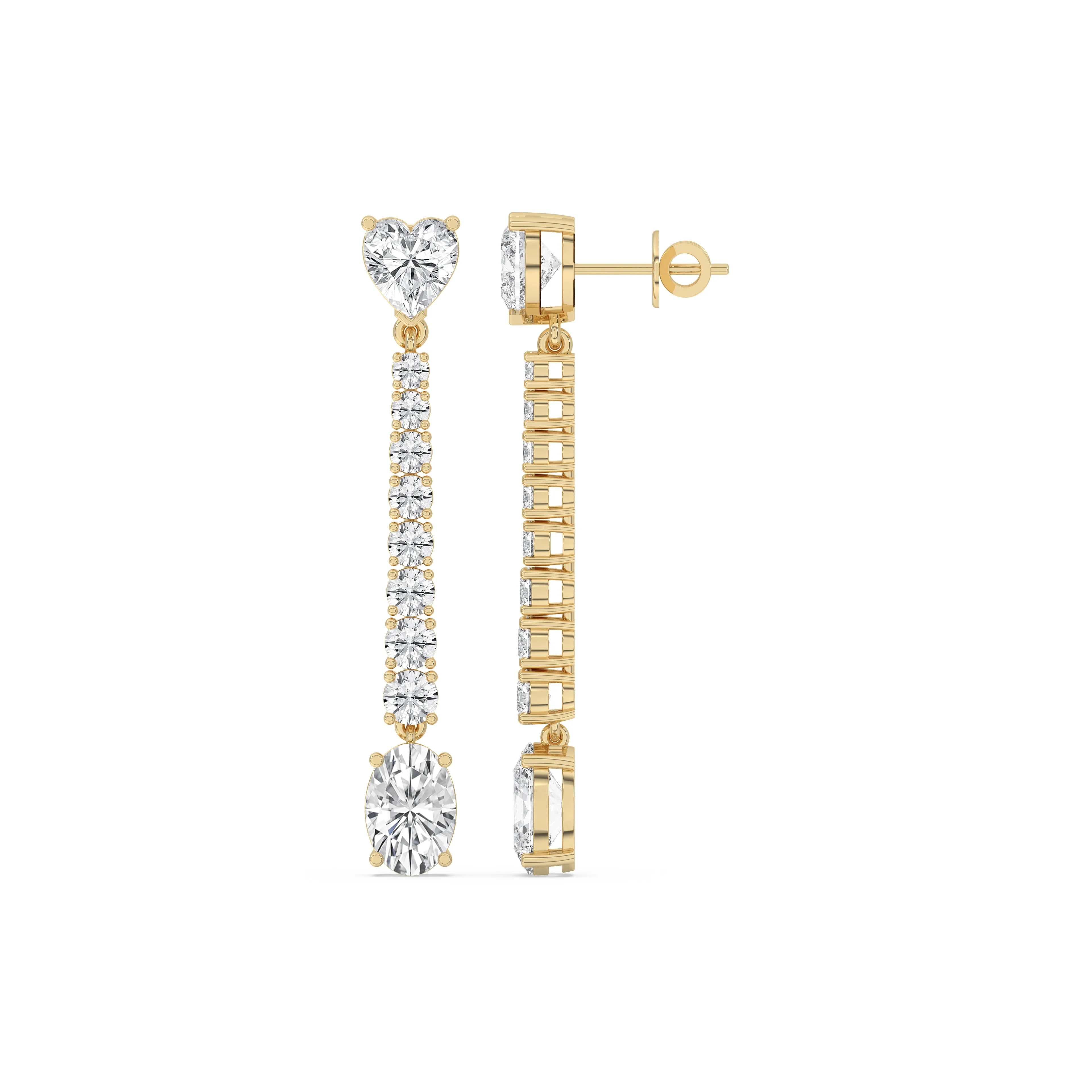 Heart & Oval Drop Earrings
