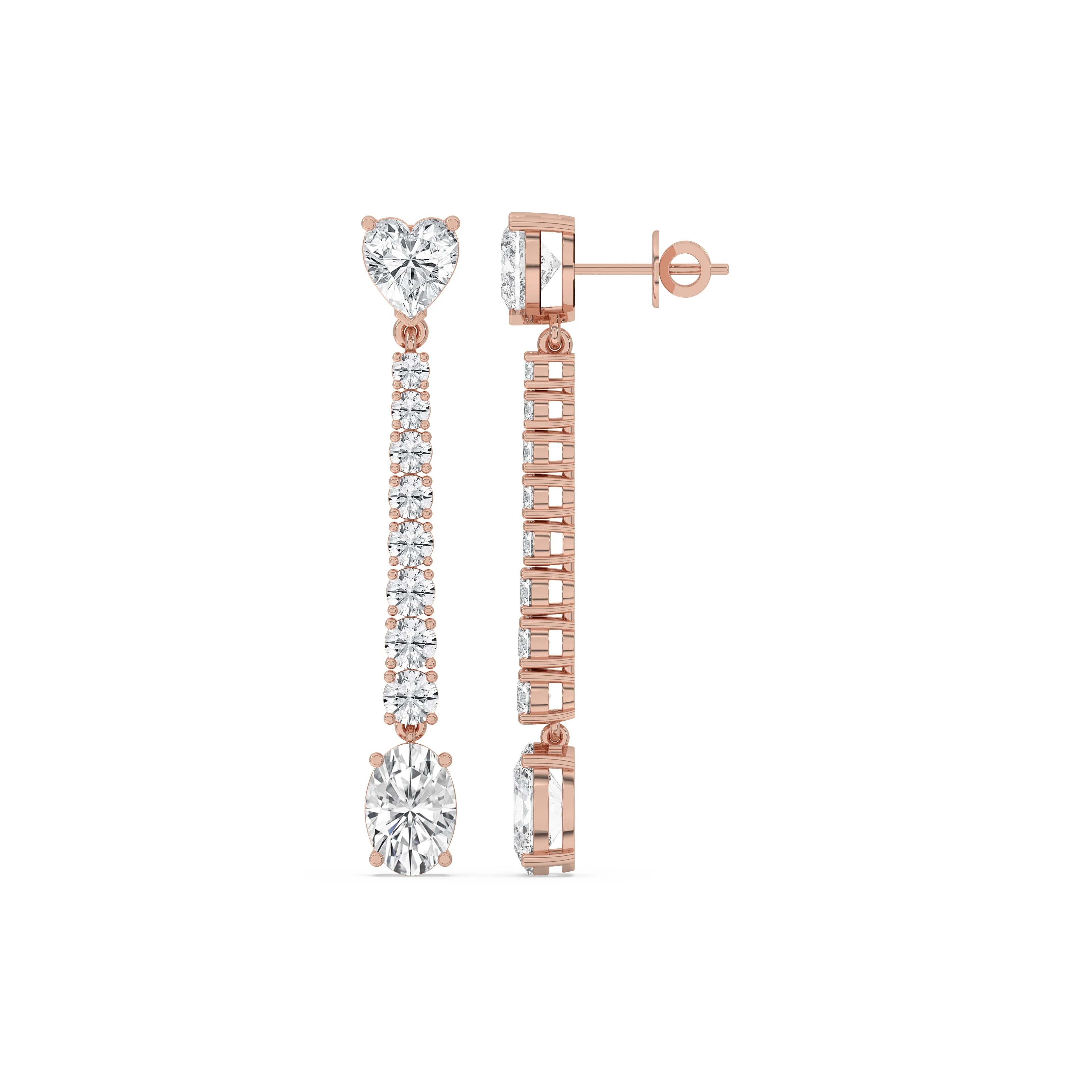 Heart & Oval Drop Earrings
