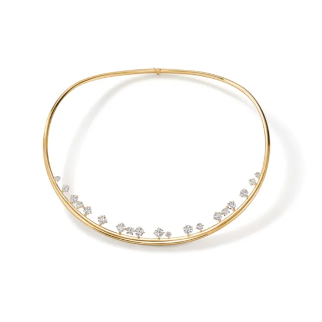 Hearts On Fire Barre 18K Yellow Gold Floating Diamond Choker Necklace
