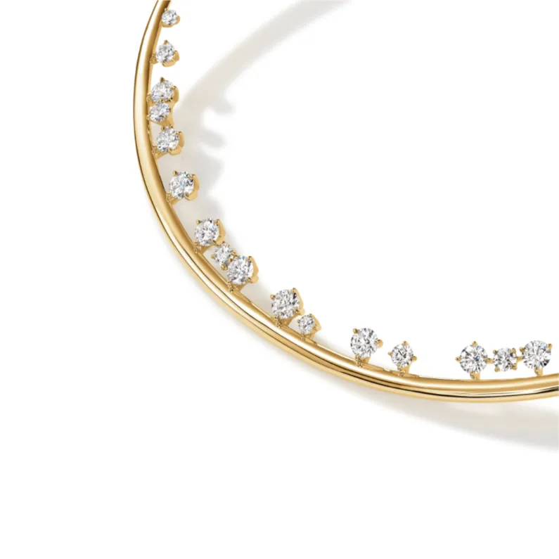 Hearts On Fire Barre 18K Yellow Gold Floating Diamond Choker Necklace