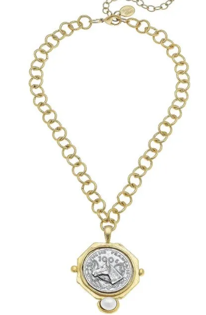 Horse Franc with Freshwater Pearl  Accent