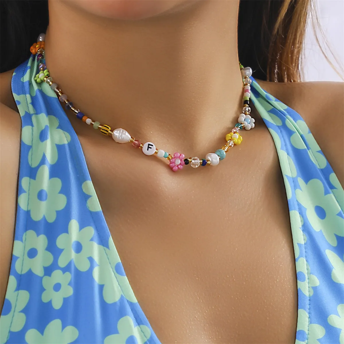 Howlite & Pearl Beaded Choker Necklace