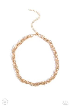 If I Only Had a CHAIN - Gold - Textured Link Paparazzi Choker Necklace