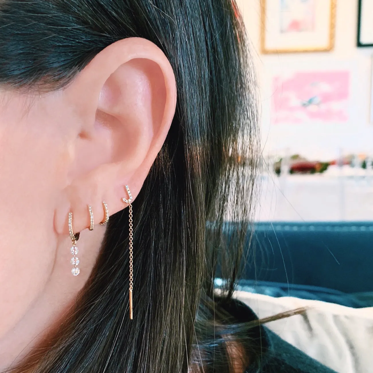 Illusion Drop Diamond Mini Hoops
