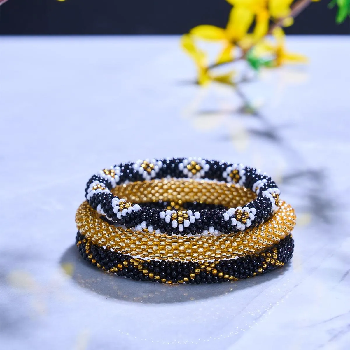 Indian Honey Cake | Himalayan Glass Bead Bracelet