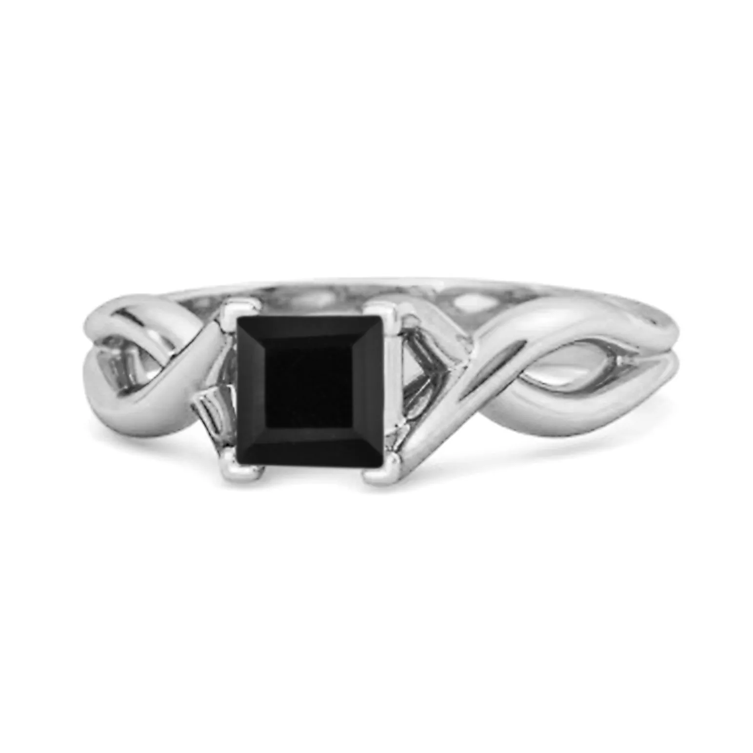 Infinity Band Square Cut 0.50 Ctw Black Spinel Women Wedding Ring