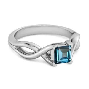 Infinity Band Square Cut 0.50 Ctw London Blue Topaz Women Wedding Ring