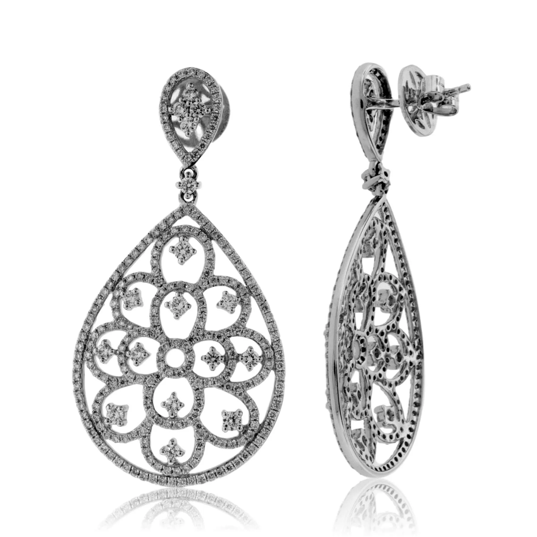 Intricate Diamond Drop Earrings