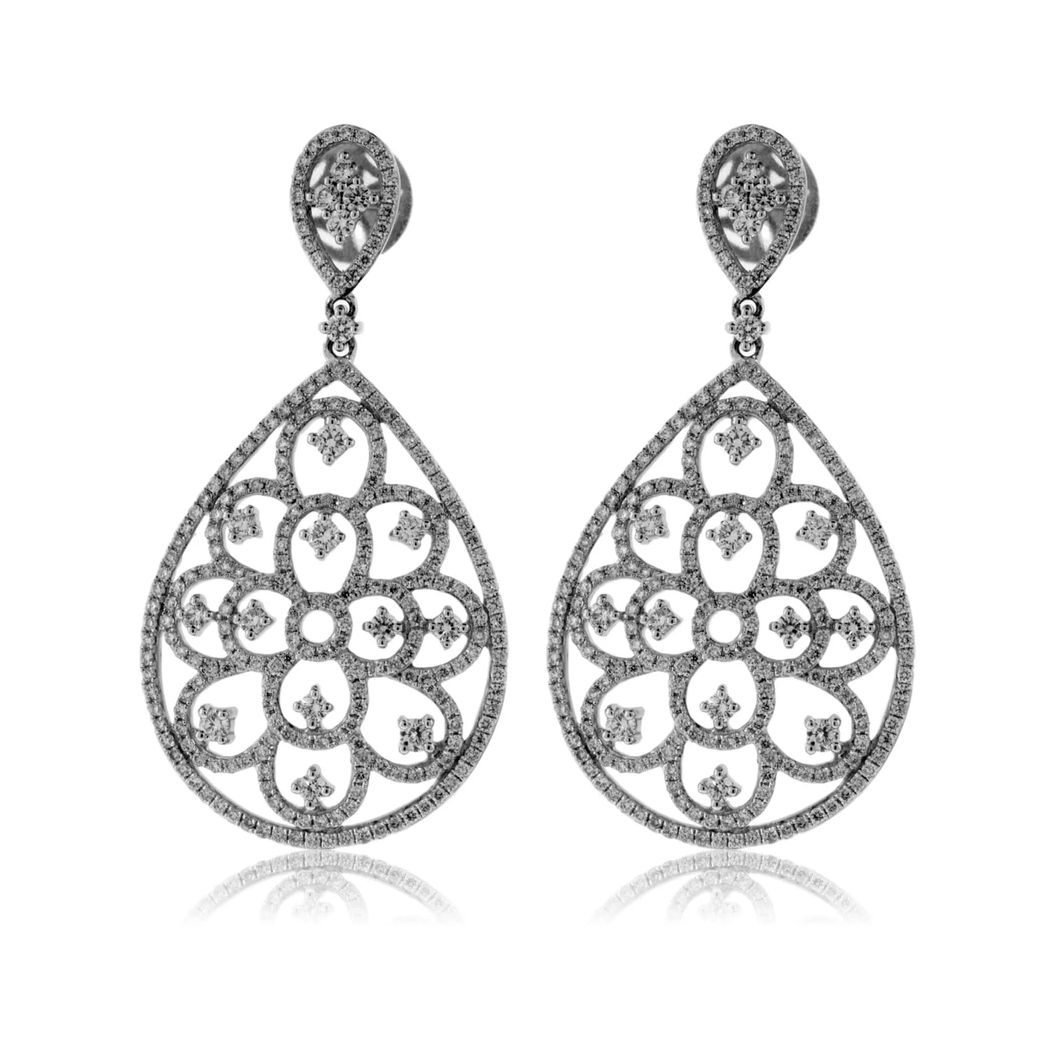 Intricate Diamond Drop Earrings