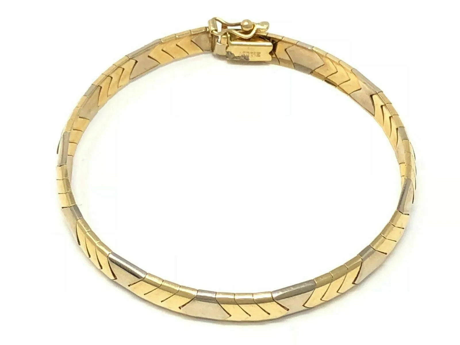 Italian 14k Two Tone Gold Solid Omega Bracelet 6.75" 6mm 14 grams