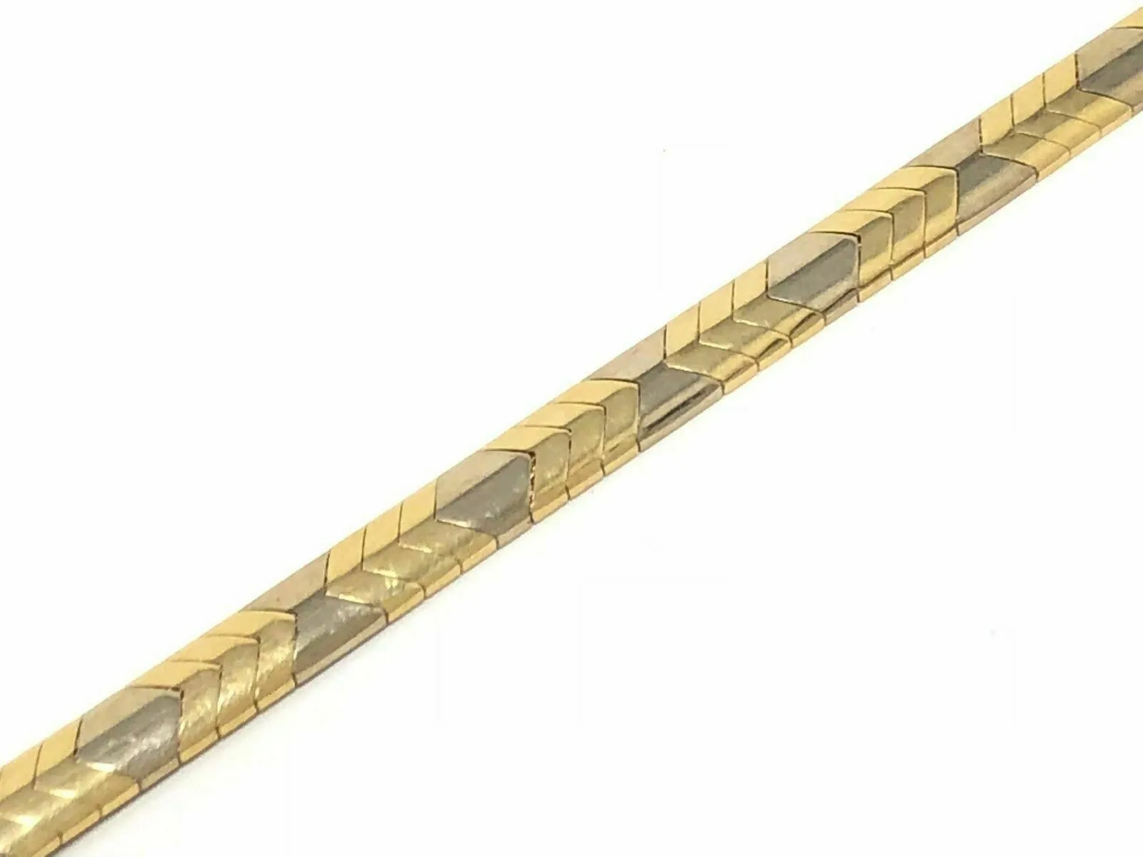 Italian 14k Two Tone Gold Solid Omega Bracelet 6.75" 6mm 14 grams