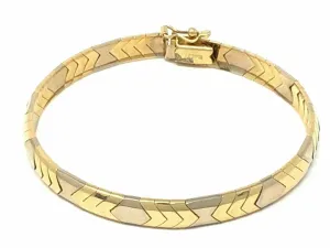 Italian 14k Two Tone Gold Solid Omega Bracelet 6.75" 6mm 14 grams
