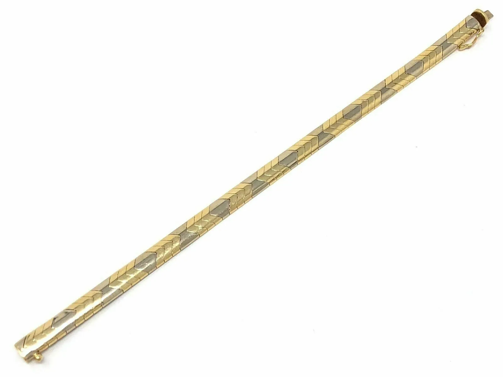 Italian 14k Two Tone Gold Solid Omega Bracelet 6.75" 6mm 14 grams