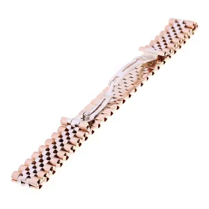 Italian 14k Yellow & White or White & Rose Gold Watch Link Bracelet 8" 15mm