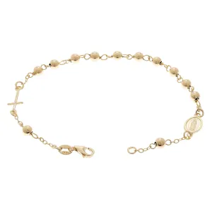 Italian 14k Yellow Gold Hollow Rosary Bracelet 7.5" 4mm 2.8 grams