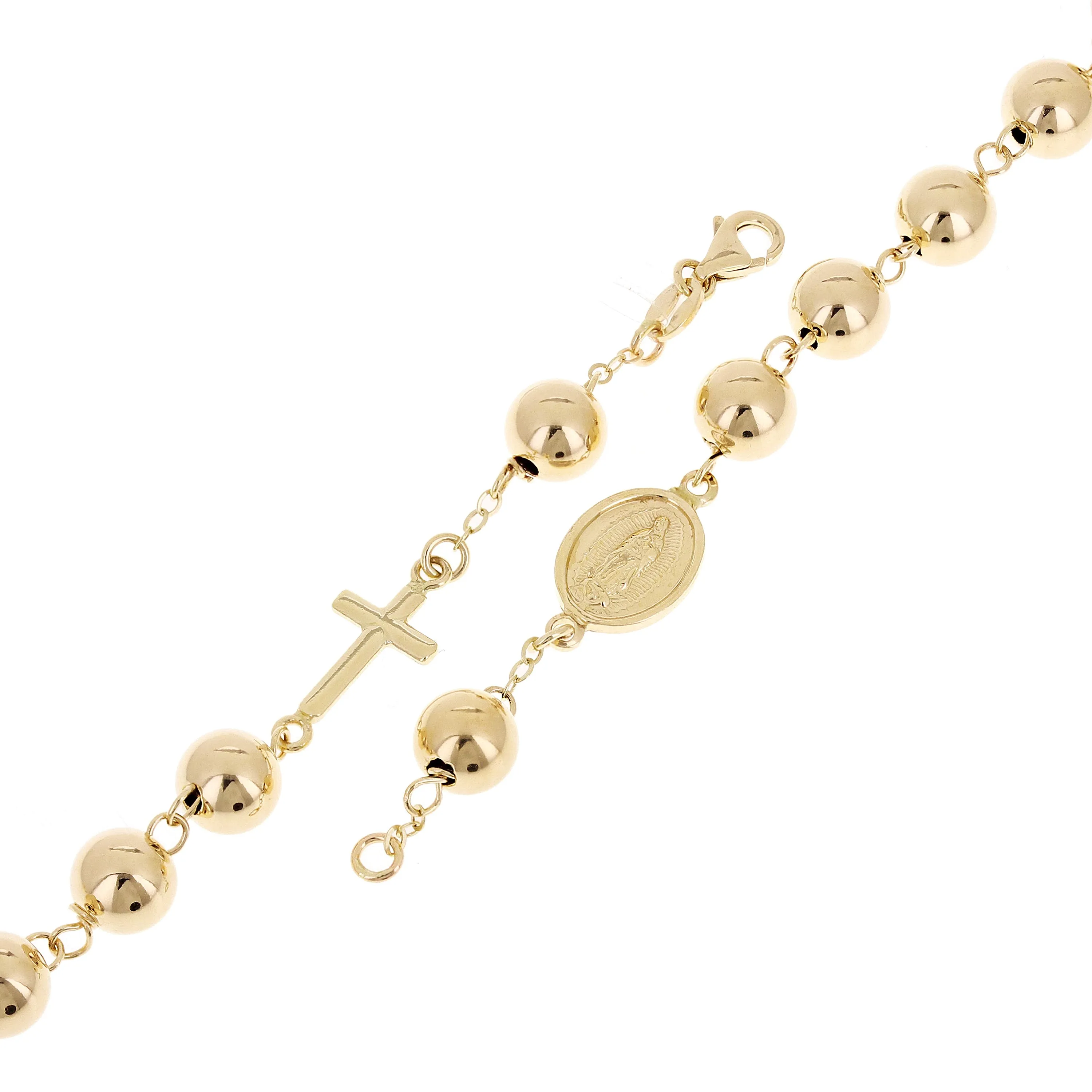 Italian 14k Yellow Gold Hollow Rosary Bracelet 8" 7mm 5.7 grams