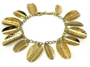 Italian 14k Yellow Gold Oval Charm Bracelet 7.75" 12.8 grams