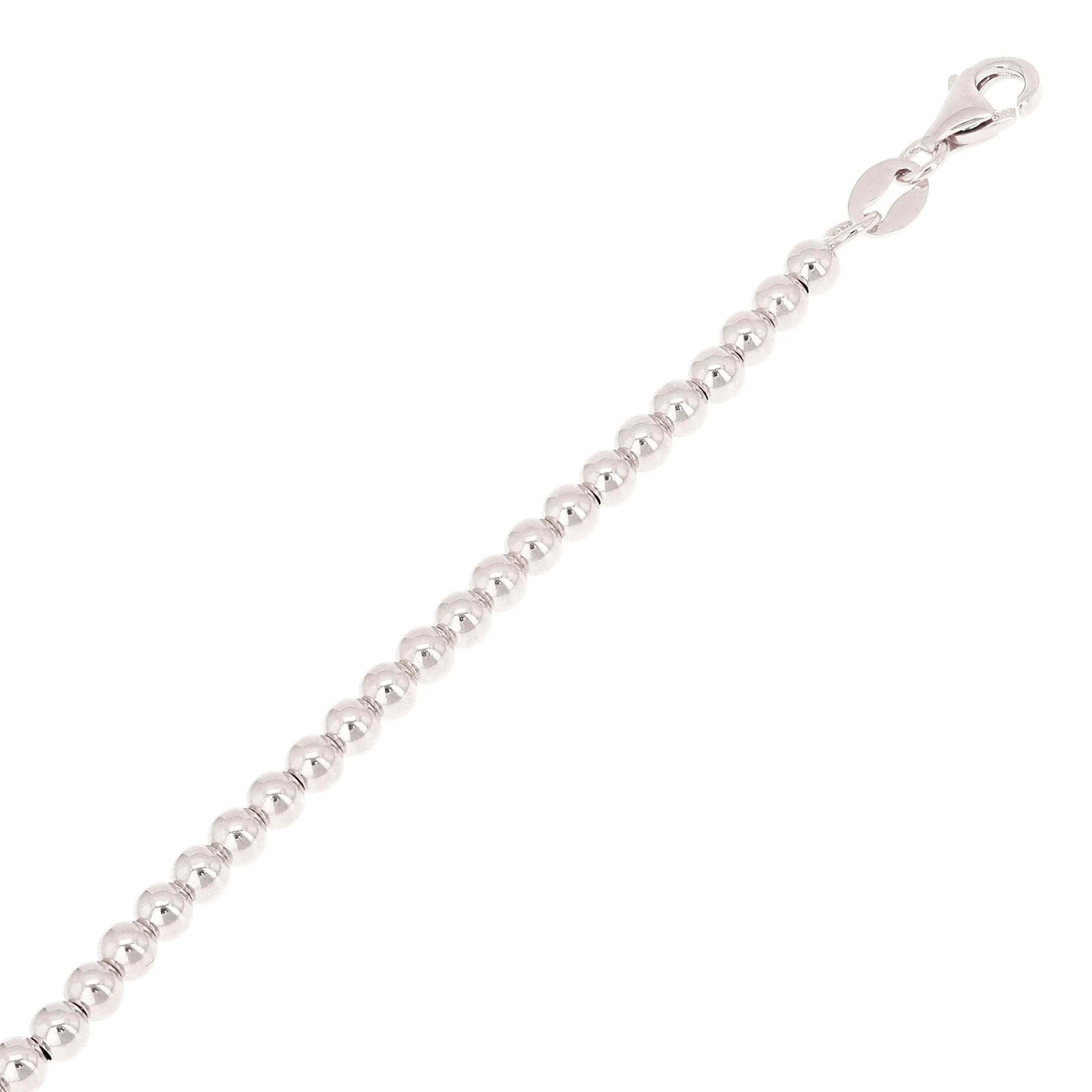 Italian 14k Yellow White or Rose Gold Hollow Ball Bead Bracelet 8" 3mm