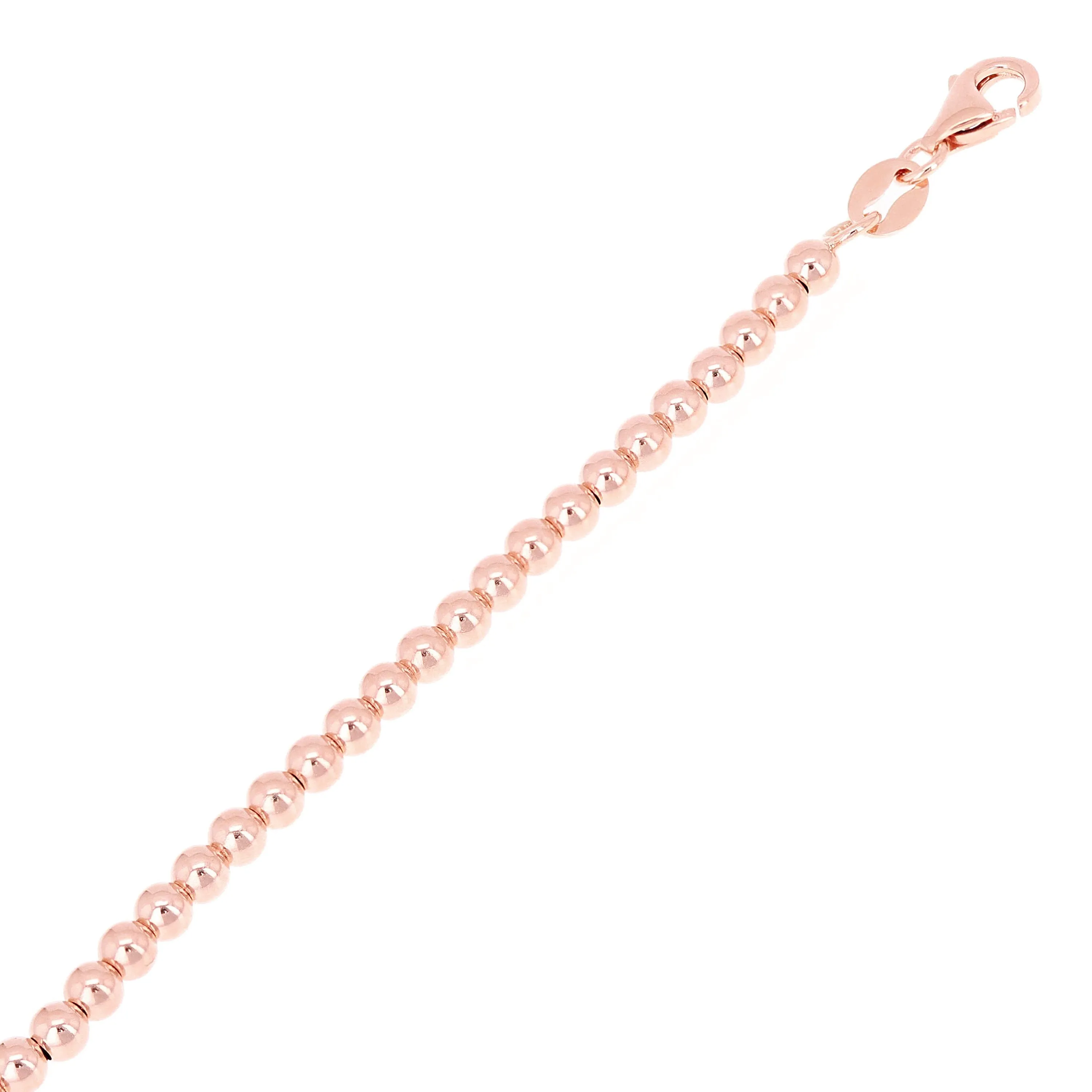 Italian 14k Yellow White or Rose Gold Hollow Ball Bead Bracelet 8" 3mm