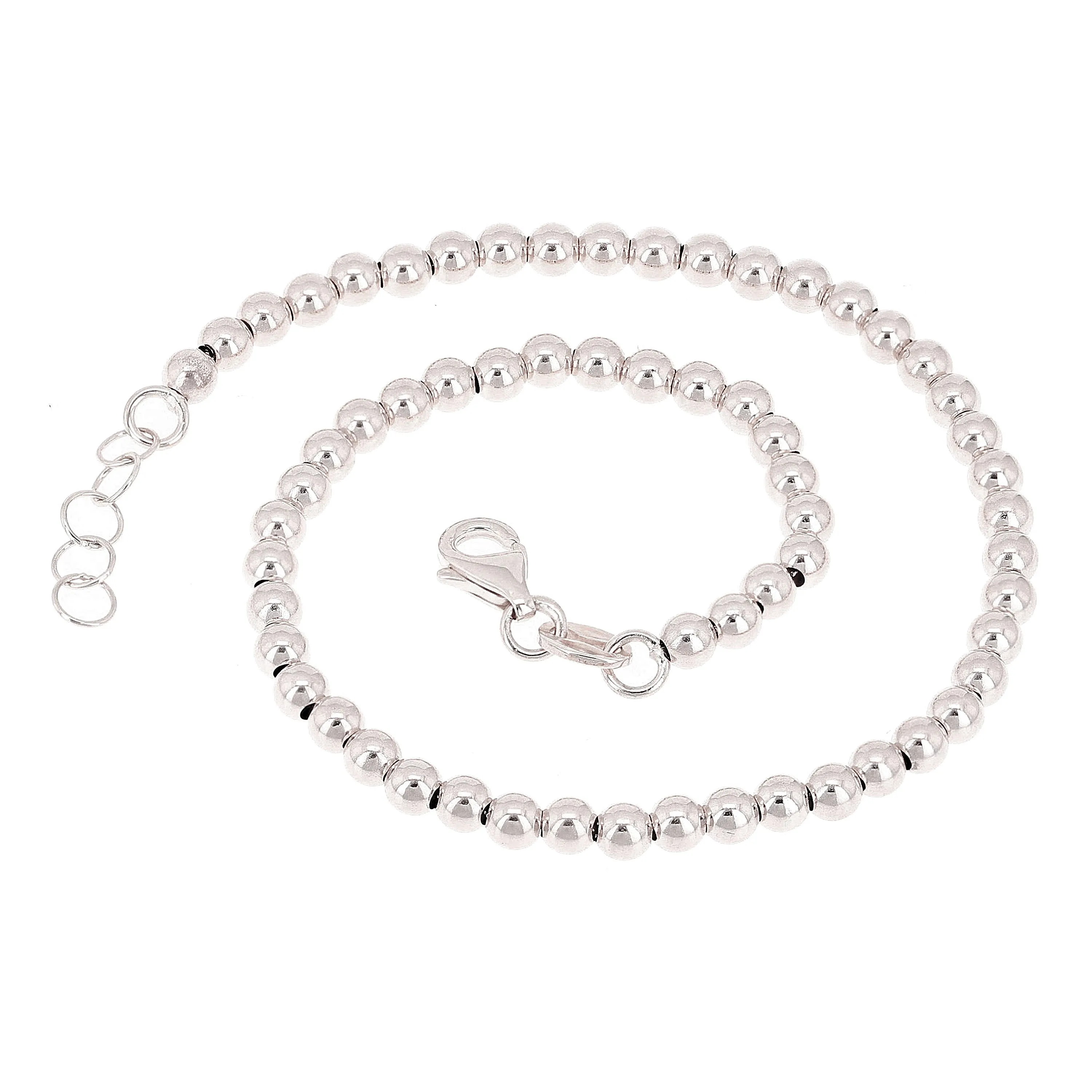Italian 14k Yellow White or Rose Gold Hollow Ball Bead Bracelet 8" 3mm