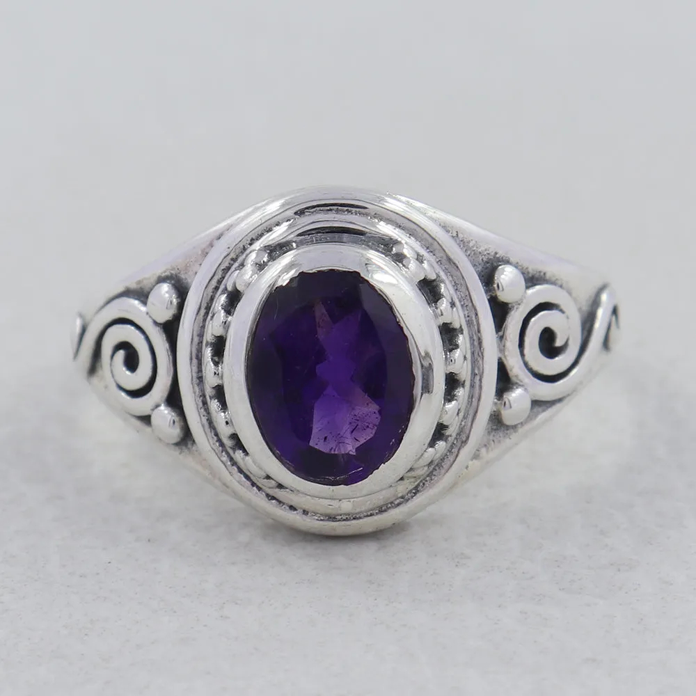 January Birthstone Garnet Sterling Silver Ring