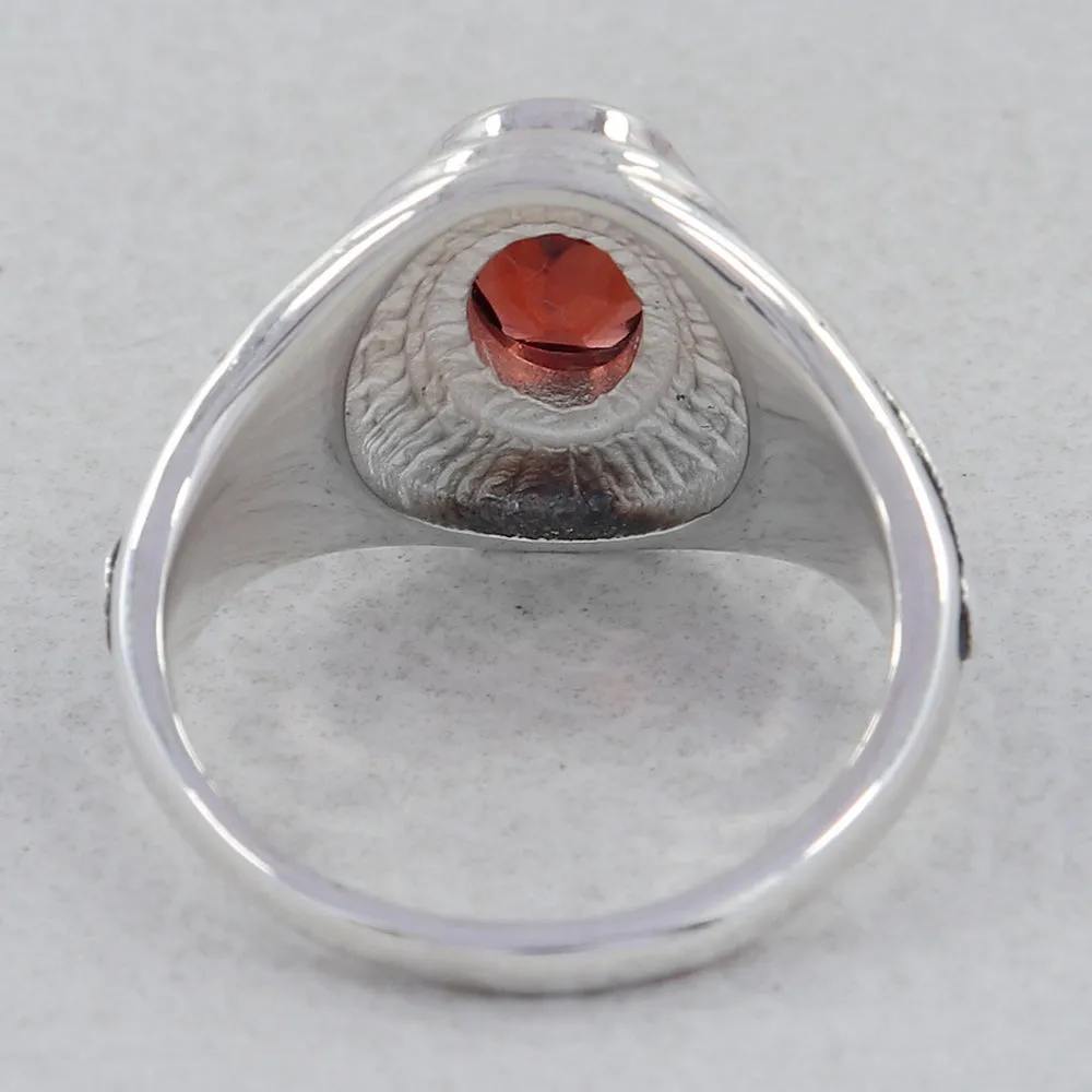 January Birthstone Garnet Sterling Silver Ring