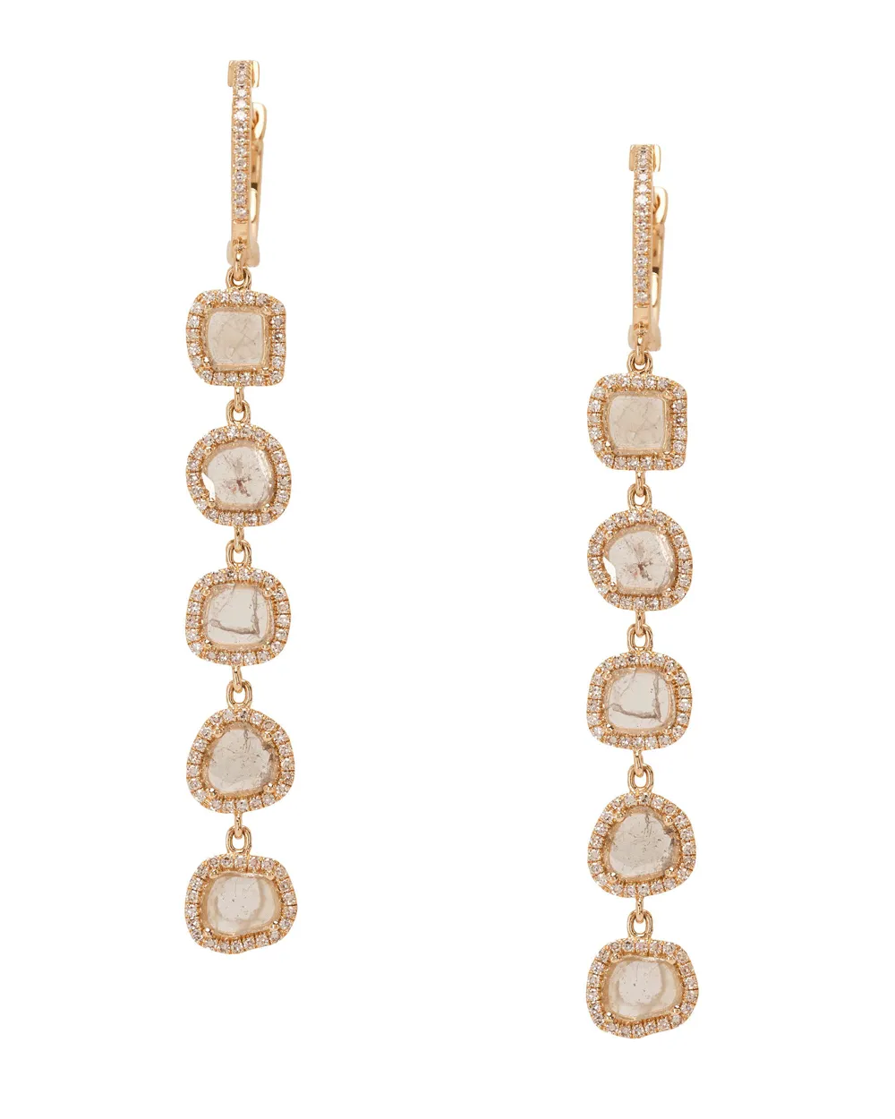 Jena Five Sliced Diamon Drop Earrings