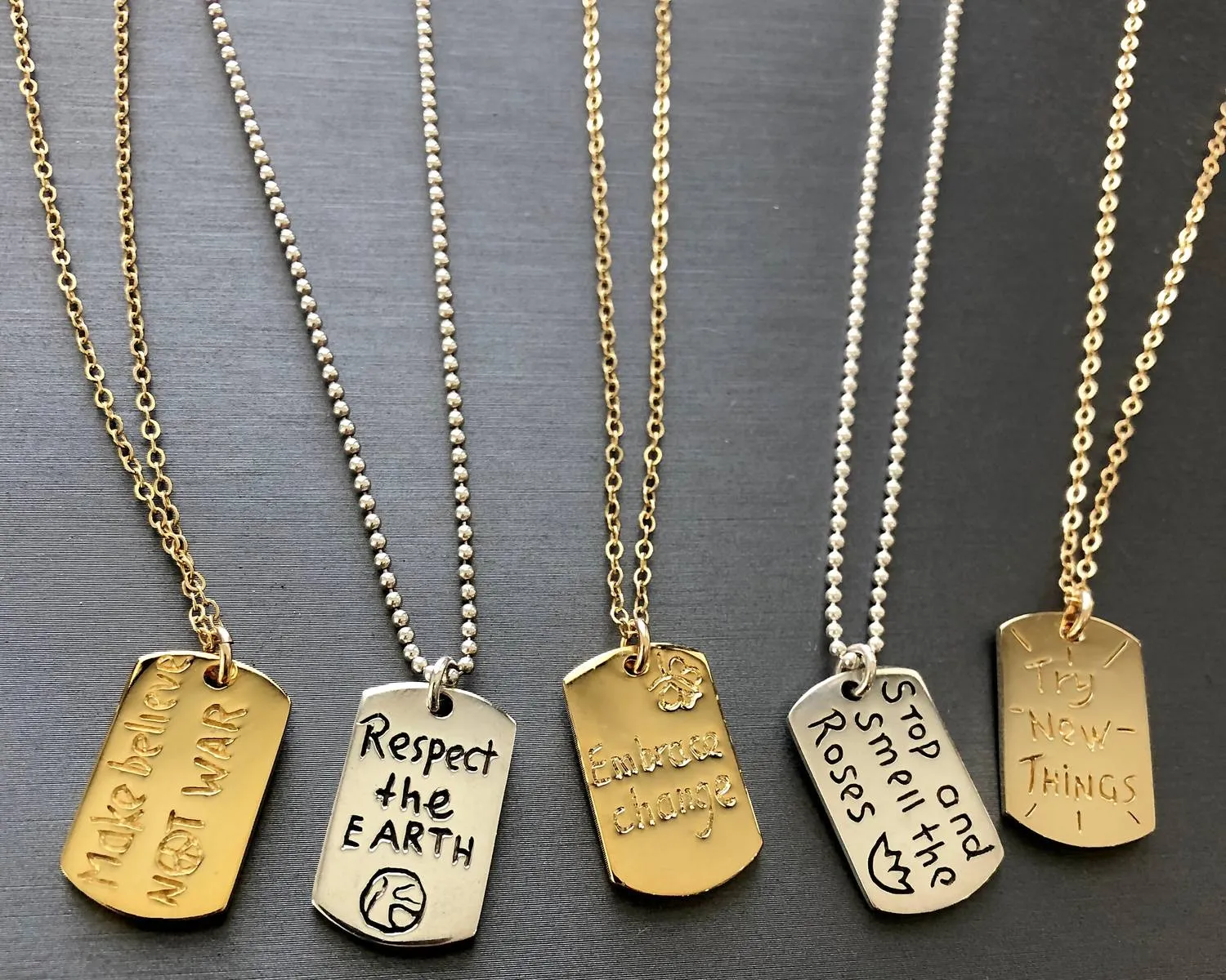 Jessica Elliot - Women's Vermeil "Resolutions we can all keep" Dogtags Max Necklace