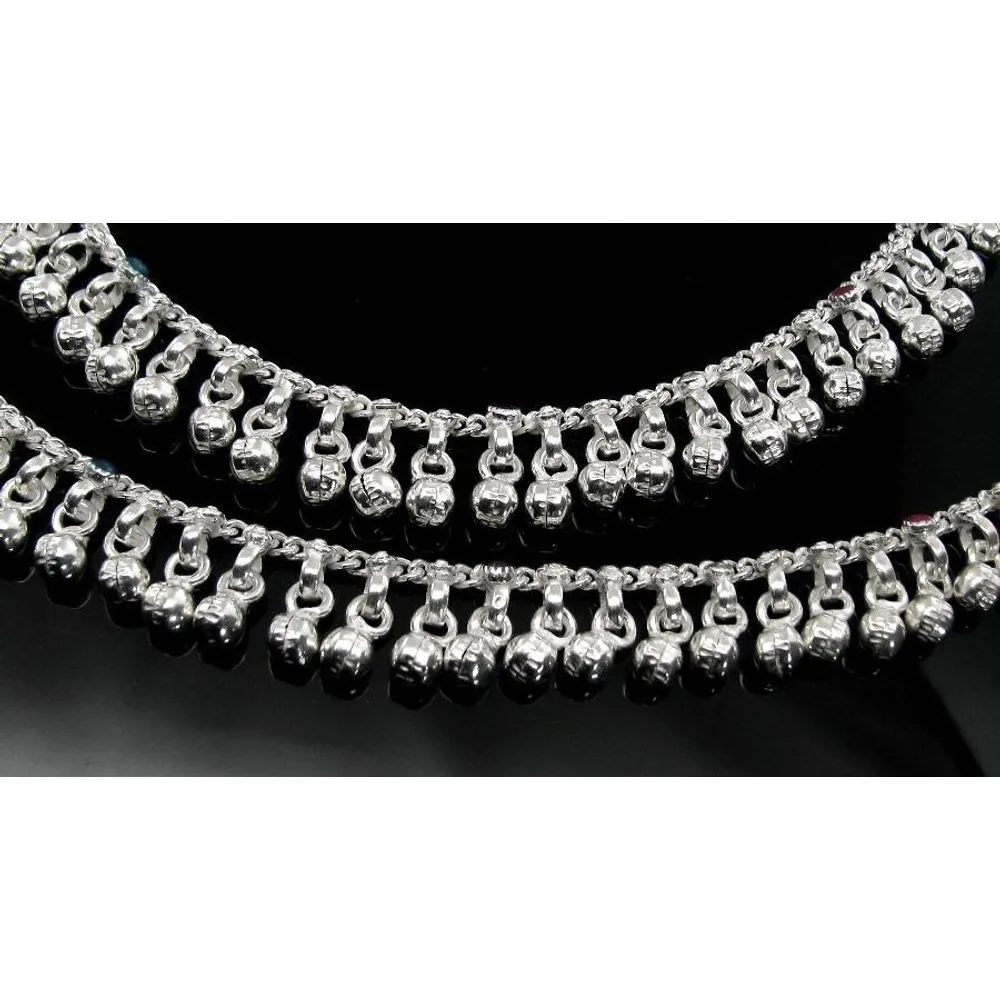 Jingle Bells Solid Real Solid Silver Anklets Ankle chain Bracelet Kids Children's 6 inches