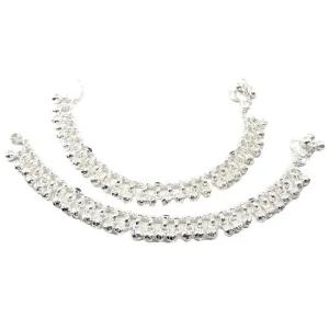 Jingle Bells Solid Real Solid Silver Anklets Ankle chain Bracelet Kids Children's 6 inches